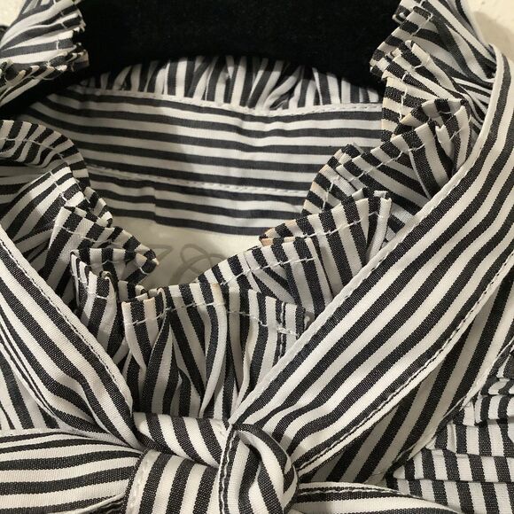 J.Crew Maximalist Striped Ruffle Cotton Twee Work Preppy Button Down Bow Shirt 6 - Picture 6 of 12